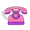 Landline retro phone. Doodle icon.