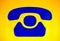 Landline telephone symbol, blue, yellow background