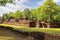 Landmark of Buddha image made of ancient bricks in the Kamphaeng Phet Historical Park