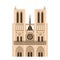 Landmark of France Notre Dame de Paris. Beautiful building of the Cathedral of Our Lady. flat  illustration isolated