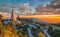 Landmark Landscape of two pagoda on the top of Inthanon mountain, Chiang Mai, Thailand. Pagodas at sunset sunrise. aerial view top