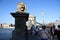 Landmark Lions of The Szechenyi Chain Bridge in Budapest