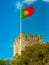 Landmark of Lisbon. Flag on the tower of the castle of St. George