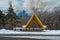 Landmark of Magnitogorsk, Russia. The first tent. Monument in a small town