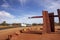 Landmark of Red Centre Way along the road to Yulara and Uluru or Ayers Rock in Northern Territory, Australia.