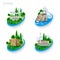 Landmarks of Crimea. Set of color icons. Vector illustration