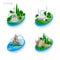 Landmarks of Crimea. Set of color icons. Vector illustration