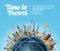 Landmarks on globe. Travel to world. Tourism or vacation