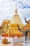 Landmarks, important tourist attractions in Chiang Mai, Phra That Doi Suthep, large golden pagoda at Thailand