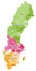 The lands of Sweden vector map. Three traditional parts of Sweden each consisting provinces