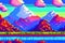 Landscape 8bit pixel art. Summer natural landscape mountain