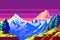 Landscape 8bit pixel art. Summer natural landscape mountain