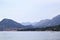 landscape with Adriatic sea, mountains and clouds near Bar in Mo