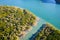 Landscape aerial view of the Hunter River in Prince Frederick Harbor in the remote North Kimberley of Australia