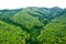 Landscape aerial  view  mountain green natural forest in the rain season on white background isolate