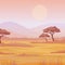 Landscape African savanna. Sunset. The place for the text.