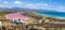 Landscape with Agios Prokopios beach and pink salt lake, Naxos island, Greece