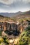 Landscape with the agriculture field, canyon of Makhaleng river and waterfall around Malealea, Lesotho