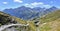 landscape of alpine french mountain with a path from tour of Mont Blanc