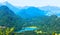 Landscape of Alpine mountains, Germany. Panoramic scenic view of nature from above