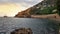 Landscape of ancient shipyard near Kizil Kule tower in Alanya peninsula, Turkey