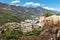 Landscape of the Asturian mountain pass of San Isidro in Spain.In the photograph you can see in the foreground a typical local cow