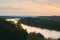 Landscape in August. The turn of the Oka River in the Tula region, the village of Polenovo.