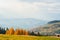 landscape autumn in the mountains colored coniferous forest