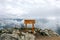 Landscape background with mountains in the clouds from the top of the Machu Piccu mountain