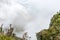 Landscape background with mountains in the clouds from the top of the Machu Piccu mountain