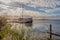 Landscape in backlight with a moored boat.