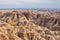 The landscape in Badlands national park in the evening during summer times , South Dakota, United States of America