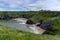 Landscape of the Ballybunion Cliff Walk and rugged cliffs and seashore in County Kerry