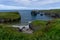 Landscape of the Ballybunion Cliff Walk and rugged cliffs and seashore in County Kerry