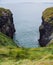 landscape of the Ballybunion Cliff Walk and rugged cliffs and seashore in County Kerry in western Ireland