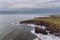 landscape of the Ballybunion Cliff Walk and rugged cliffs and seashore in County Kerry in western Ireland