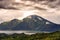 Landscape of Batur volcano on Bali island