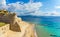 Landscape with beach and citadel  in Ajaccio, Corsica