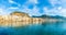 Landscape with beach and medieval Cefalu town