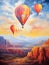 Landscape with beautiful balloons. Impressionism style oil painting