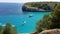 Landscape of the beautiful bay of Cala Romantica with a wonderful turquoise sea, Majorca, Spain