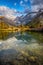 Landscape of beautiful Fan mountains and Kulikalon lake in Tajikistan