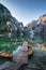 Landscape of beautiful Italian mountain lake Lago di Braies