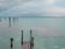 Landscape of the beautiful lake Garda, Sirmione. With birds.