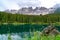 Landscape of the beautiful Rainbow Lake Carezza