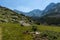 Landscape of Begovitsa River Valley, Yalovarnika and The Tooth peaks, Pirin Mountain, Bulgaria