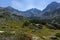 Landscape of Begovitsa River Valley, Yalovarnika and The Tooth peaks, Pirin Mountain, Bulgaria