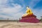 Landscape of big buddha statues in thailand with blue sky in the afternoon sunlight stay in thai public domain temple