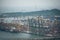 Landscape from bird view of Cargo ships entering one of the busiest ports in the world, Singapore.