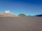 Landscape of black sand desert in the morning in the Bromo Tengger Semeru area, East Java, Indonesia.